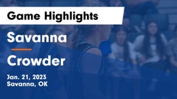 Savanna  vs Crowder   Game Highlights - Jan. 21, 2023