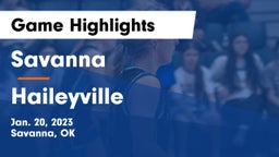 Savanna  vs Haileyville  Game Highlights - Jan. 20, 2023