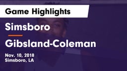 Simsboro  vs Gibsland-Coleman  Game Highlights - Nov. 10, 2018