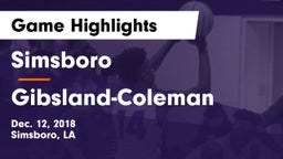 Simsboro  vs Gibsland-Coleman Game Highlights - Dec. 12, 2018