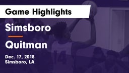 Simsboro  vs Quitman Game Highlights - Dec. 17, 2018