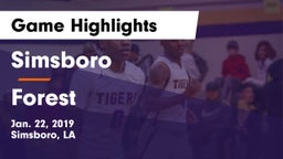 Simsboro  vs Forest Game Highlights - Jan. 22, 2019