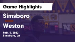 Simsboro  vs Weston Game Highlights - Feb. 5, 2022