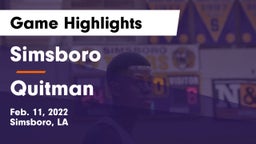 Simsboro  vs Quitman Game Highlights - Feb. 11, 2022