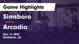 Simsboro  vs Arcadia  Game Highlights - Dec. 4, 2023