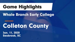 Whale Branch Early College  vs Colleton County  Game Highlights - Jan. 11, 2020