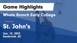 Whale Branch Early College  vs St. John's  Game Highlights - Jan. 12, 2022