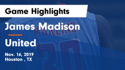 James Madison  vs United  Game Highlights - Nov. 16, 2019