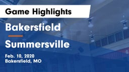 Bakersfield  vs Summersville   Game Highlights - Feb. 10, 2020