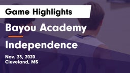 Bayou Academy  vs Independence  Game Highlights - Nov. 23, 2020