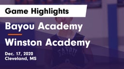 Bayou Academy  vs Winston Academy  Game Highlights - Dec. 17, 2020
