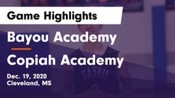 Bayou Academy  vs Copiah Academy  Game Highlights - Dec. 19, 2020