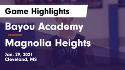 Bayou Academy  vs Magnolia Heights  Game Highlights - Jan. 29, 2021