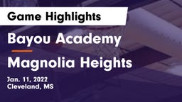 Bayou Academy  vs Magnolia Heights  Game Highlights - Jan. 11, 2022