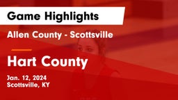 Allen County - Scottsville  vs Hart County  Game Highlights - Jan. 12, 2024