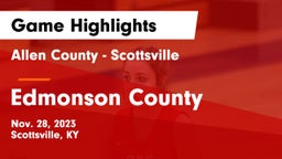 Allen County - Scottsville  vs Edmonson County  Game Highlights - Nov. 28, 2023