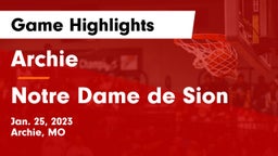 Archie  vs Notre Dame de Sion  Game Highlights - Jan. 25, 2023