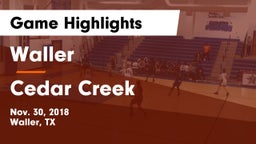 Waller  vs Cedar Creek  Game Highlights - Nov. 30, 2018