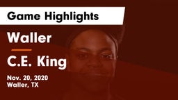 Waller  vs C.E. King  Game Highlights - Nov. 20, 2020