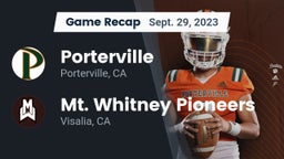 Recap: Porterville  vs. Mt. Whitney  Pioneers 2023