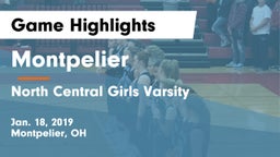 Montpelier  vs North Central Girls Varsity Game Highlights - Jan. 18, 2019