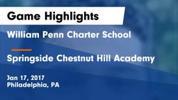William Penn Charter School vs Springside Chestnut Hill Academy  Game Highlights - Jan 17, 2017