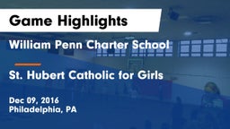 William Penn Charter School vs St. Hubert Catholic for Girls  Game Highlights - Dec 09, 2016