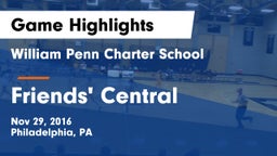 William Penn Charter School vs Friends' Central  Game Highlights - Nov 29, 2016