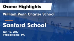 William Penn Charter School vs Sanford School Game Highlights - Jan 15, 2017