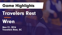 Travelers Rest  vs Wren  Game Highlights - Nov 21, 2016