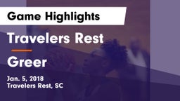 Travelers Rest  vs Greer  Game Highlights - Jan. 5, 2018