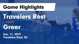 Travelers Rest  vs Greer  Game Highlights - Jan. 11, 2019