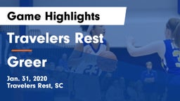 Travelers Rest  vs Greer  Game Highlights - Jan. 31, 2020