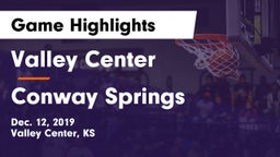 Valley Center  vs Conway Springs  Game Highlights - Dec. 12, 2019