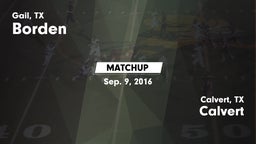 Matchup: Borden  vs. Calvert  2016
