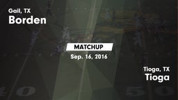 Matchup: Borden  vs. Tioga  2016