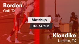Matchup: Borden  vs. Klondike  2016