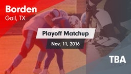 Matchup: Borden  vs. TBA 2016