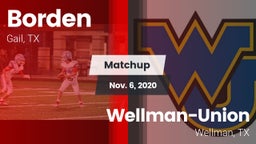 Matchup: Borden  vs. Wellman-Union  2020