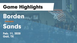 Borden  vs Sands  Game Highlights - Feb. 11, 2020