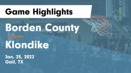 Borden County  vs Klondike  Game Highlights - Jan. 25, 2022