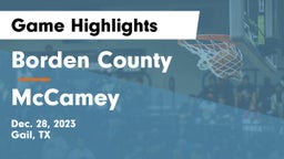 Borden County  vs McCamey  Game Highlights - Dec. 28, 2023