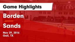 Borden  vs Sands  Game Highlights - Nov 29, 2016