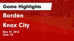Borden  vs Knox City  Game Highlights - Nov 19, 2016
