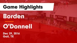 Borden  vs O'Donnell  Game Highlights - Dec 29, 2016