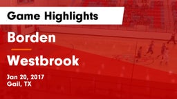 Borden  vs Westbrook  Game Highlights - Jan 20, 2017