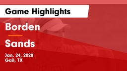 Borden  vs Sands  Game Highlights - Jan. 24, 2020