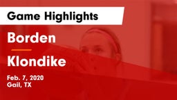Borden  vs Klondike  Game Highlights - Feb. 7, 2020