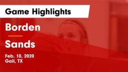 Borden  vs Sands  Game Highlights - Feb. 10, 2020