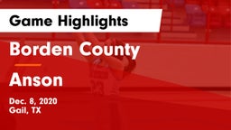 Borden County  vs Anson  Game Highlights - Dec. 8, 2020
